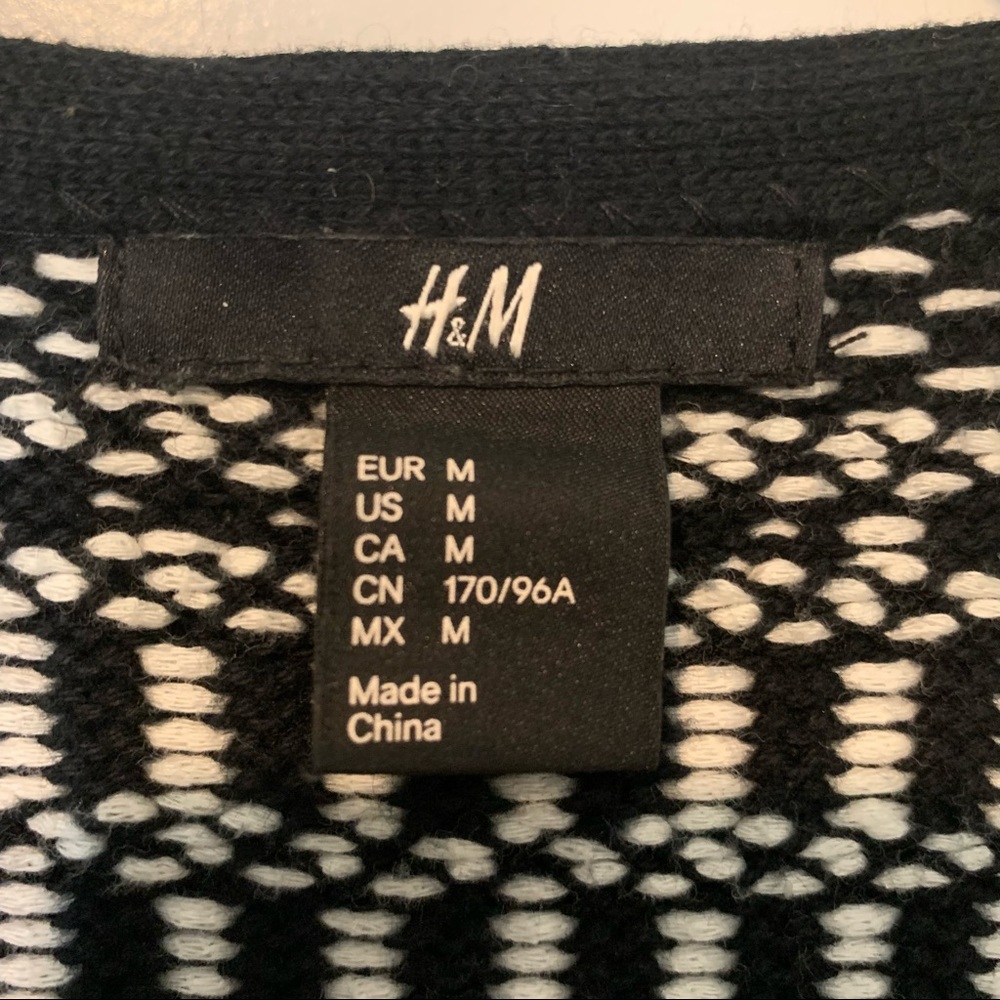 H&M Woven Sweater B&W Blazer Jacket 100% Cotton - Picture 3 of 10